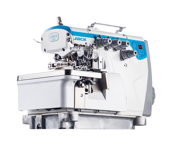 Jack E4S overlock industrijski šivaći stroj – prednji pogled / Jack E4S overlock industrial sewing machine – front view